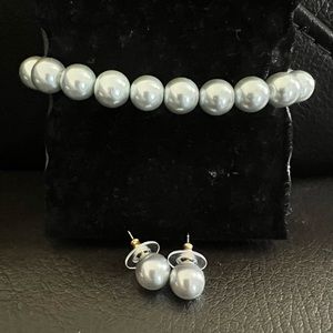 Kenneth Jay Lane Stretch Faux Pearl Bracelet and Earrings